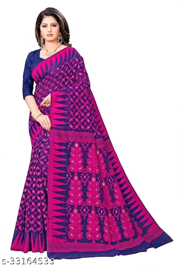 Cotton Saree - multicolour, free size