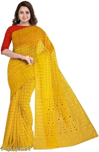 Cotton Saree - multicolour, free size