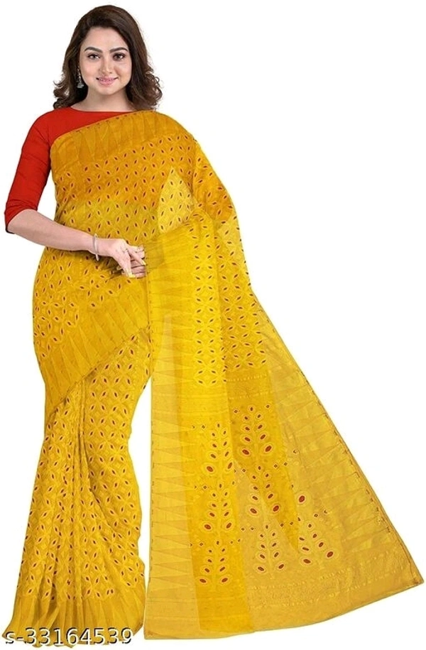 Cotton Saree - multicolour, free size