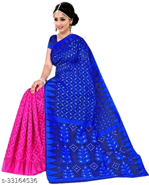 Cotton Saree - multicolour, free size