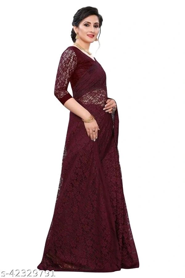 Womens Net Saree - multicolour