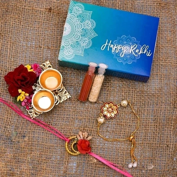 Thread Rakhi Set Rakhi With Roli Chawal - Free Size