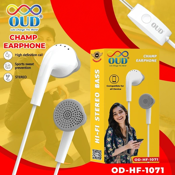 OUD Champ Wire Headphone -Hi Fi Stereo Bass - white