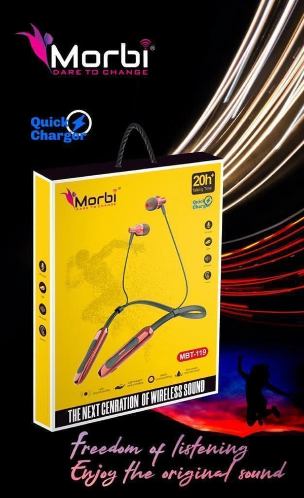 Morbi Wireless Headphone - 20W With Quick Charger  - Red Black