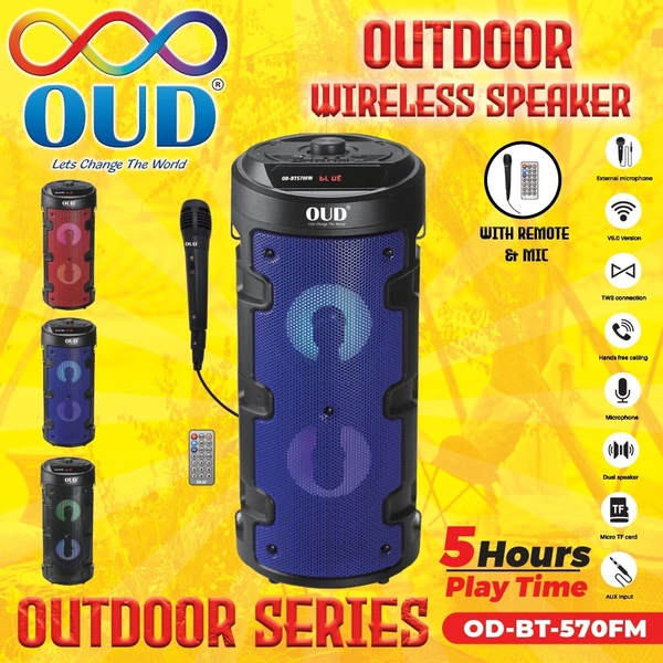 OUD Wireless Speaker With Mic & Remote - Red , Blue , Black
