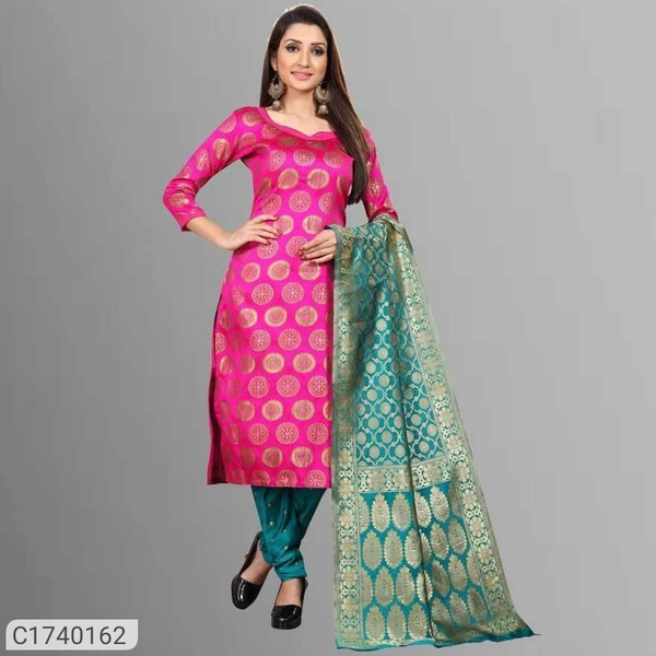 Rangat Premium Banarsi Silk Women Dress Material With Jackward Work - Hibiscus