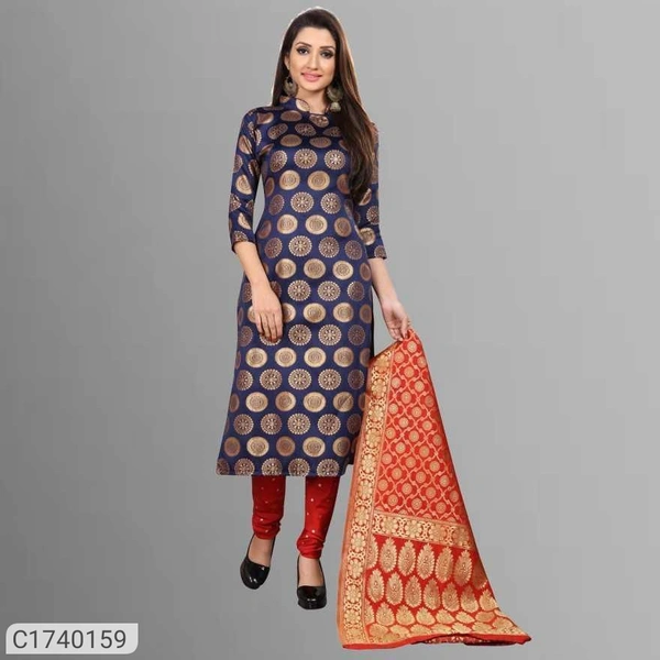 Rangat Premium Banarsi Silk Women Dress Material With Jackward Work - Violet Eggplant