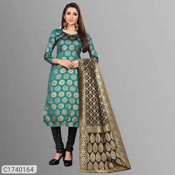 Rangat Premium Banarsi Silk Women Dress Material With Jackward Work - Teal