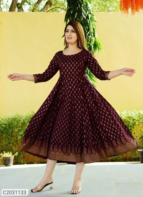 Gorgeous Foil Printed Rayon Festive Kurti  - B