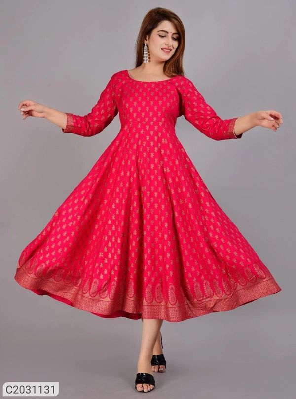 Gorgeous Foil Printed Rayon Festive Kurti  - D