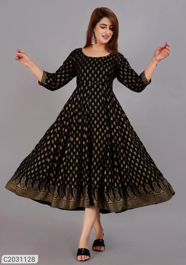 Gorgeous Foil Printed Rayon Festive Kurti  - F