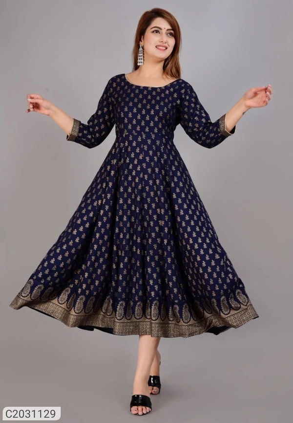 Gorgeous Foil Printed Rayon Festive Kurti  - F