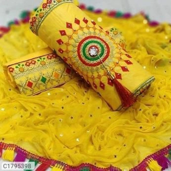 Beautiful Ambrodri Cotton Dress Material Suit  - Yellow