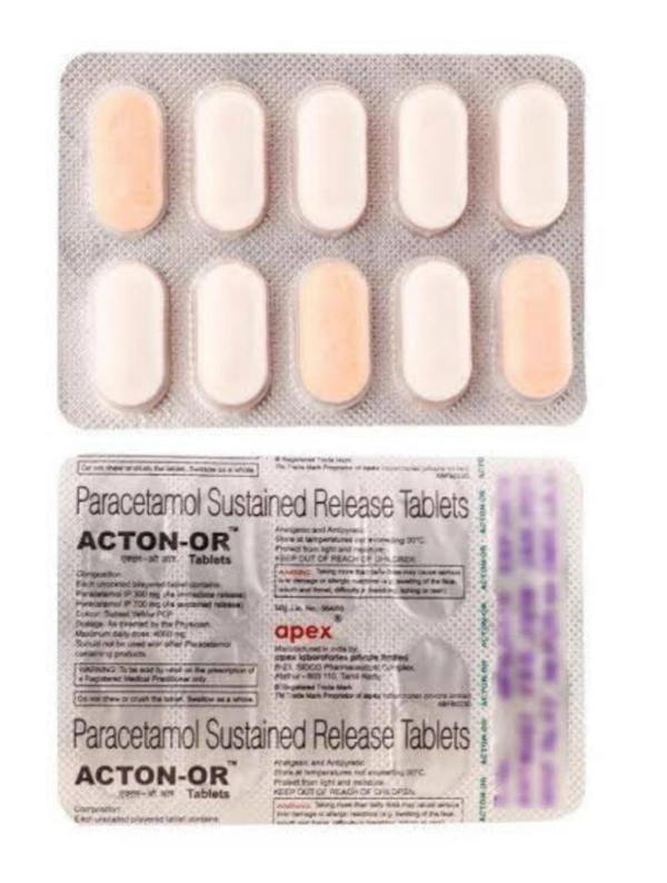 Acton Or Tab 10's - Paracetamol Sr 1000mg, Fever Body Pain