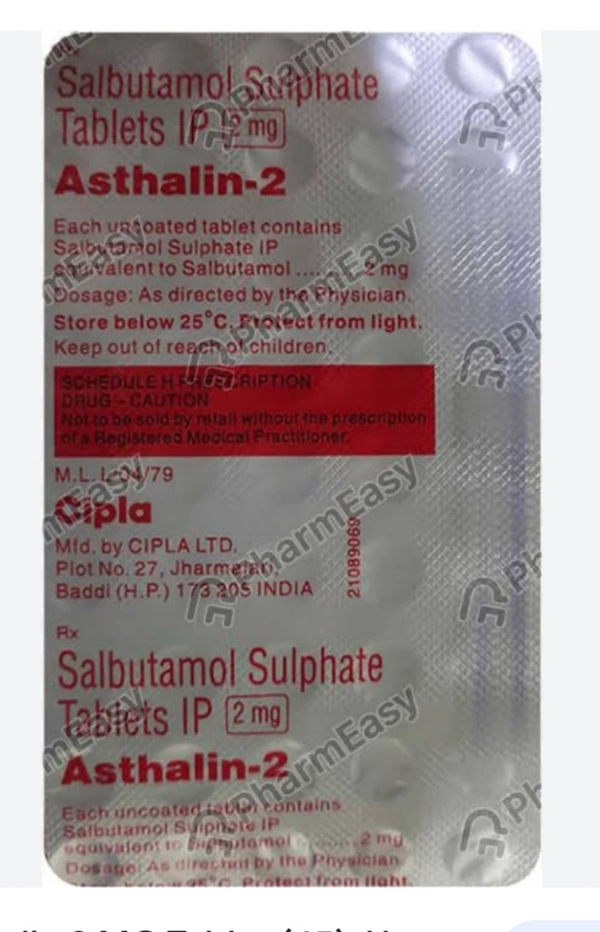 Asthalin 2 Tab 45's - Salbutamol 4mg, Asthma