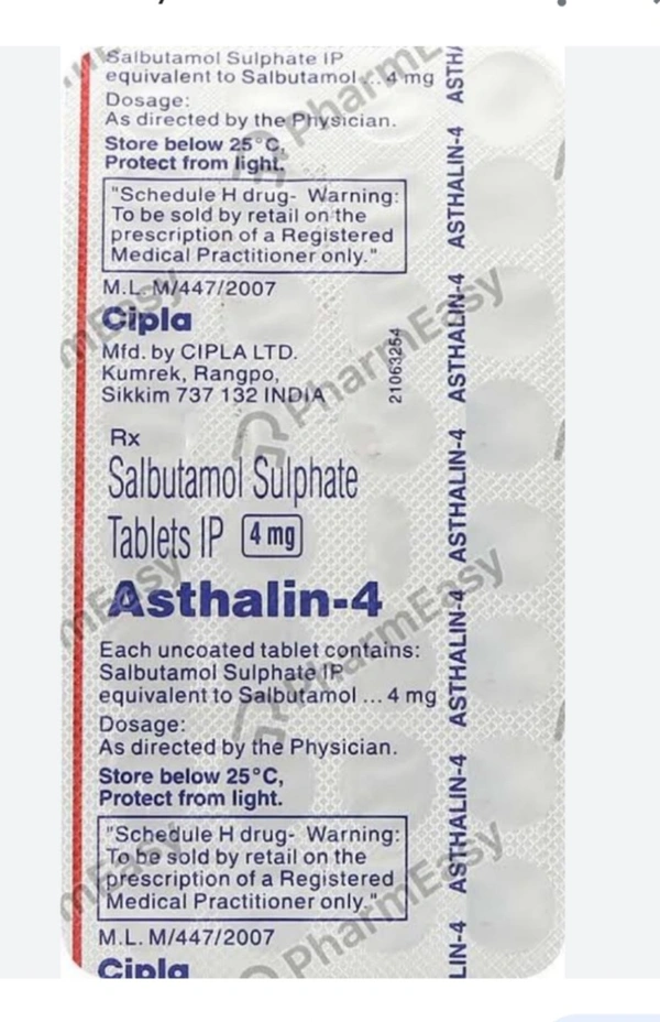 Asthalin 4mg Tab 45"S - Salbutamil 4mg, Asthma