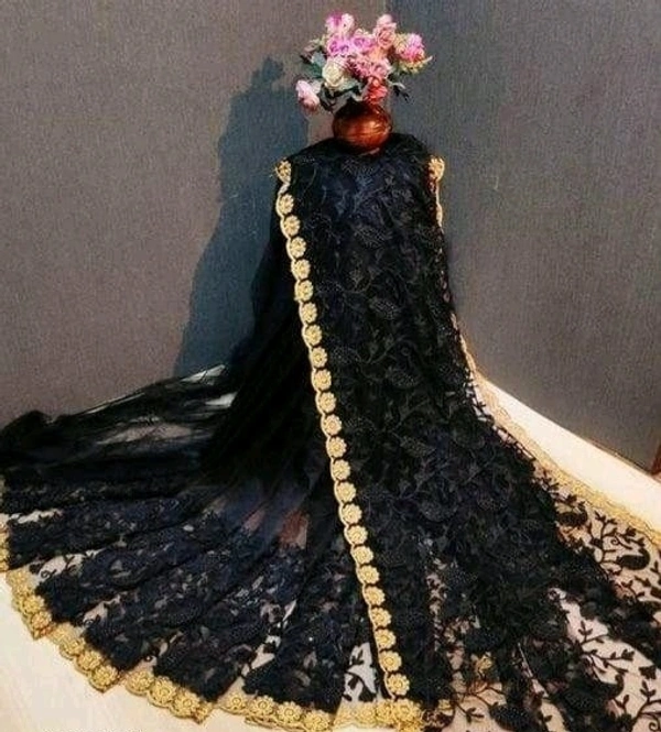 TRENDY NEW NET EMBRODRY SAREE WITH RICH  BLOUSE - S-5