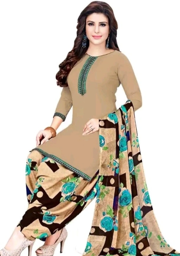 WOMEN'S STYLISH FRENCH CREPE LEONE UNSTITCHED DRESS MATERIAL WITH TOP BOTTOM & DUPATTA - S-3