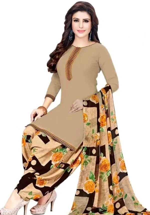 WOMEN'S STYLISH FRENCH CREPE LEONE UNSTITCHED DRESS MATERIAL WITH TOP BOTTOM & DUPATTA - S-4
