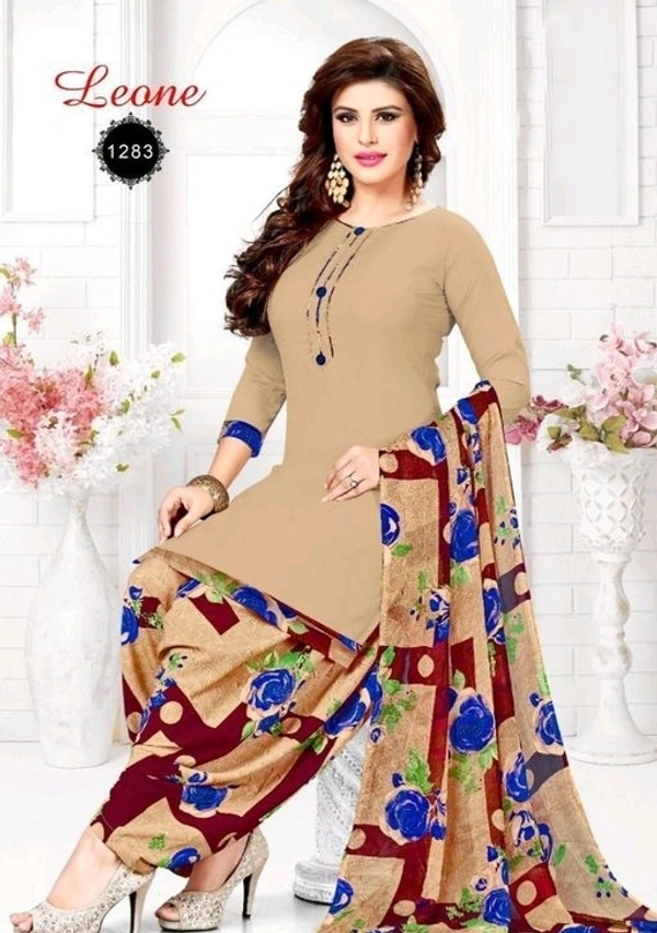 WOMEN'S STYLISH FRENCH CREPE LEONE UNSTITCHED DRESS MATERIAL WITH TOP BOTTOM & DUPATTA - S-5