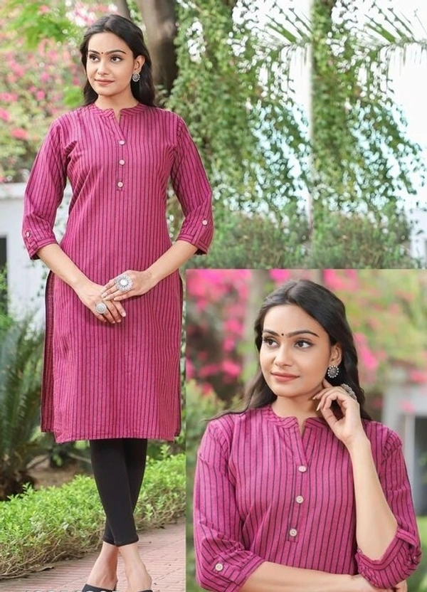 Demanding Cotton Straight Black Stylish Striped Kurta for Women 2 - S-1, L