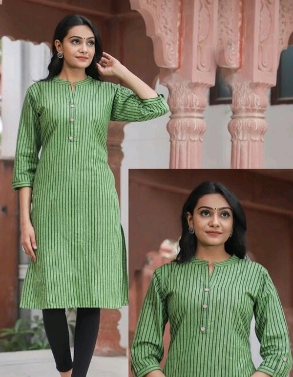 Demanding Cotton Straight Black Stylish Striped Kurta for Women 2 - S-2, L