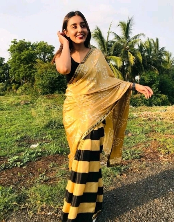 Women's Embellished, Striped, Geometric Print Bandhani Silk Blend - S-6