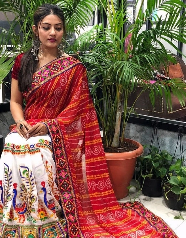  women's arrivals festival Bandhani pallu embroidred saree - S-2