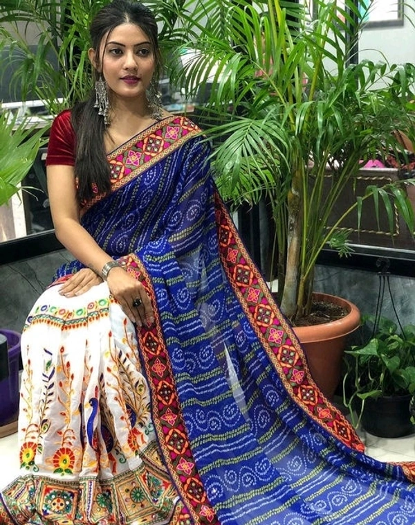  women's arrivals festival Bandhani pallu embroidred saree - S-4