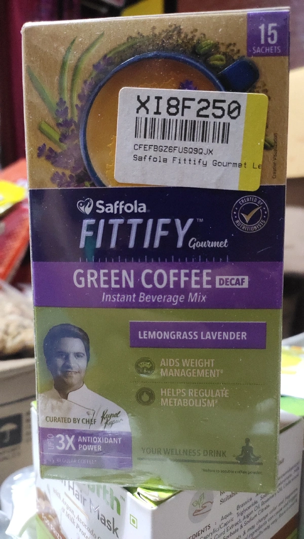 Saffola Fittify Green Coffee Instant Beverage Mix (Lemongrass Lavender) 15sachets