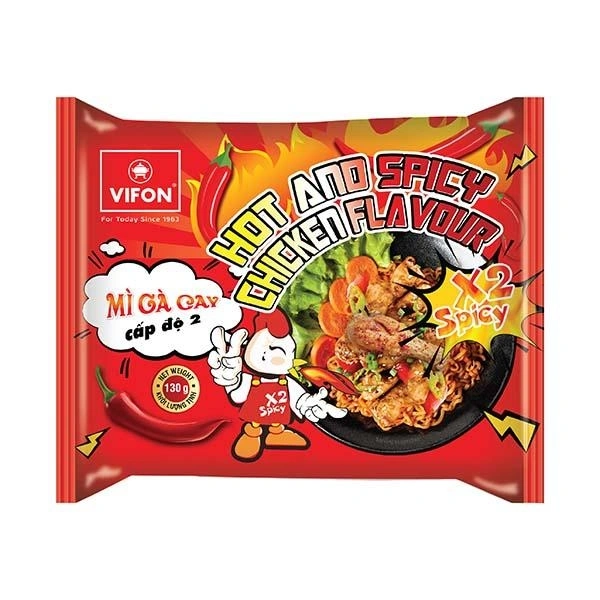 Vifon Hot & Spicy Chicken Flavour Noodles X4