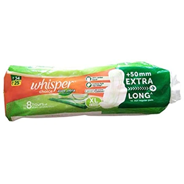 Whisper whsper XL 6pads +50mm extra with aloe vera  freshness - 6pads