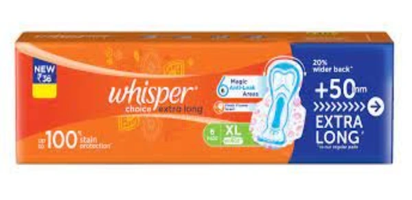 whisper Whisper choice XL6pads +50mmExtra long  - 6pads