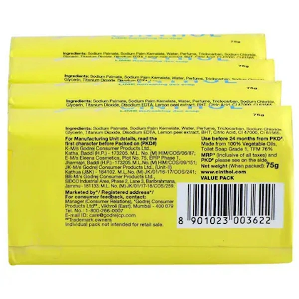 Godrej Cinthol Lime Refreshing Deo Soap- 75 g (Pack of 4) - RIDDHI SIDDHI KIRANA
