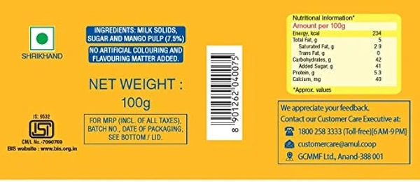 Amul Shrikhand Mango- 100g - RIDDHI SIDDHI KIRANA