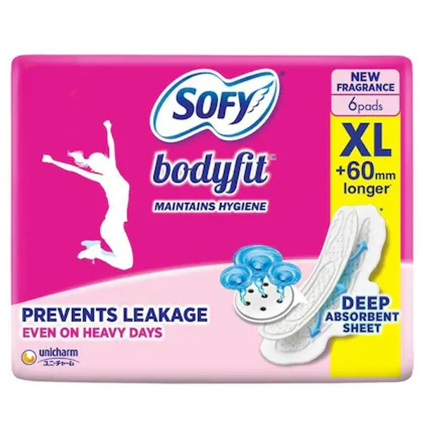 Sofy Bodyfit Sanitary Napkin with Wings (XL) 6 pads - RIDDHI SIDDHI KIRANA