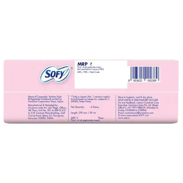 Sofy Bodyfit Sanitary Napkin with Wings (XL) 6 pads - RIDDHI SIDDHI KIRANA