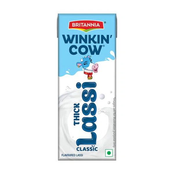 Britannia Winkin Cow Classic Thick Lassi 180 ml (Tetra Pak) - RIDDHI SIDDHI KIRANA