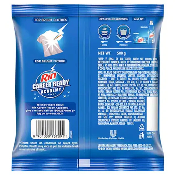 Rin Detergent Powder- 500 g - RIDDHI SIDDHI KIRANA