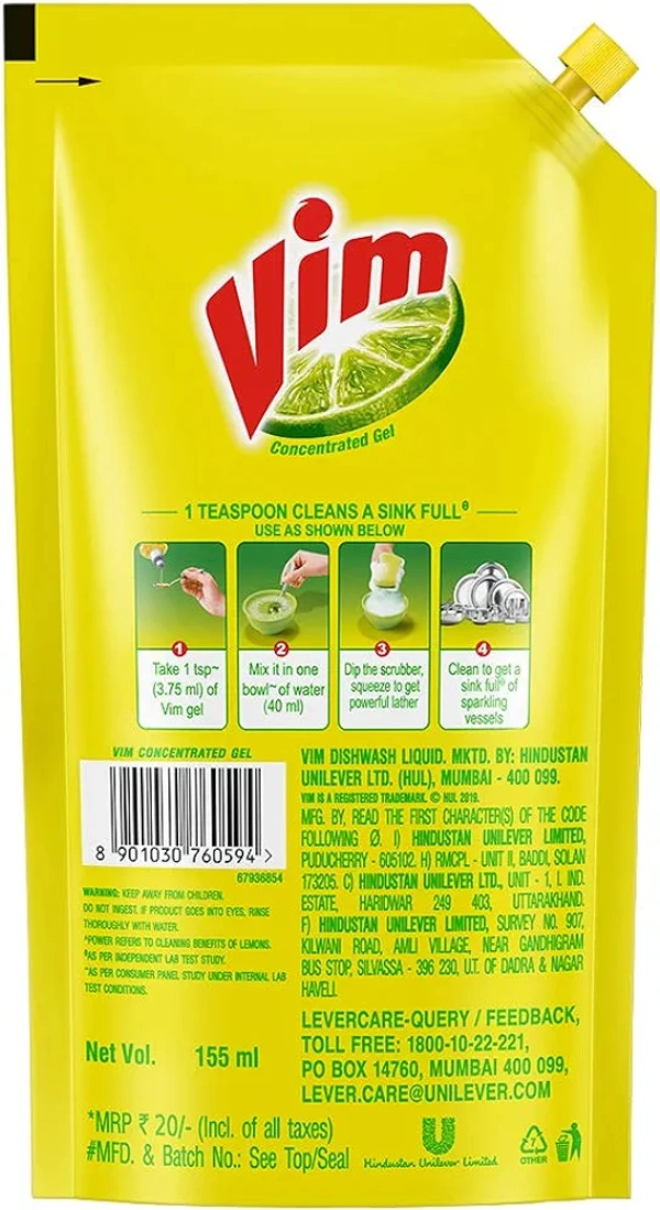 Vim Liquid Gel Lemon- 115ml - RIDDHI SIDDHI KIRANA