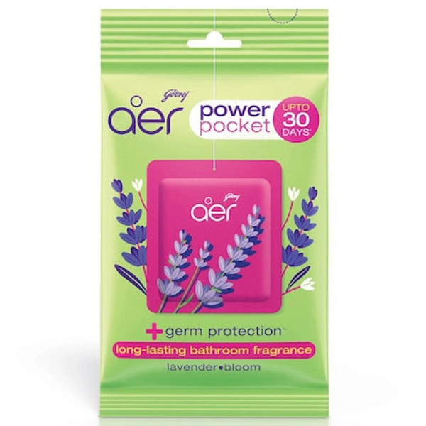 Godrej Aer Power Pocket Lavender Bloom Bathroom Fragrance- 10g - RIDDHI SIDDHI KIRANA