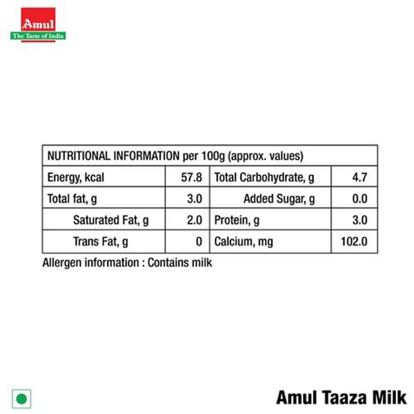 Amul Milk Taaza- 500ml ( Pack) - RIDDHI SIDDHI KIRANA