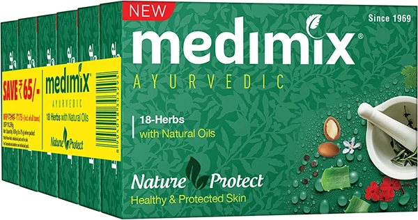 Medimix Soap Ayurvedic Classic 18 Herbs Bathing Soap- 75g ( 6 Pcs Combo Pack) - RIDDHI SIDDHI KIRANA