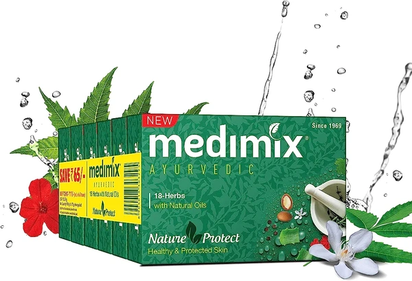 Medimix Soap Ayurvedic Classic 18 Herbs Bathing Soap- 75g ( 6 Pcs Combo Pack) - RIDDHI SIDDHI KIRANA