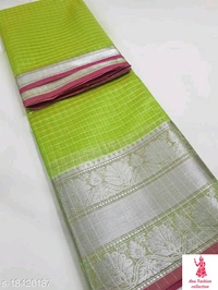 Upada Cotton Silk SareeSaree Fabric: Cotton SilkBlouse: Running BlouseBlouse Fabric: Cotton SilkPattern: CheckedMultipack: SingleSizes: Free Size (Saree Length Size: 5.5 m, Blouse Length Size: 0.8 m) Country of Origin: India