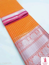 Upada Cotton Silk SareeSaree Fabric: Cotton SilkBlouse: Running BlouseBlouse Fabric: Cotton SilkPattern: CheckedMultipack: SingleSizes: Free Size (Saree Length Size: 5.5 m, Blouse Length Size: 0.8 m) Country of Origin: India