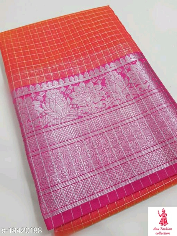 Upada Cotton Silk SareeSaree Fabric: Cotton SilkBlouse: Running BlouseBlouse Fabric: Cotton SilkPattern: CheckedMultipack: SingleSizes: Free Size (Saree Length Size: 5.5 m, Blouse Length Size: 0.8 m) Country of Origin: India