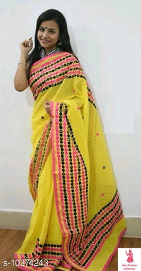 Attractive Women SareeSaree Fabric: Cotton SilkBlouse: Separate Blouse PieceBlouse Fabric: Cotton SilkPattern: EmbellishedMultipack: SingleSizes: Free Size (Saree Length Size: 5.5 m Blouse Length Size: 0.8 m) Country of Origin: India - available, free