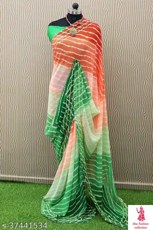 Adrika Petite SareesSaree Fabric: GeorgetteBlouse: Running BlouseBlouse Fabric: Italian SilkPattern: Self-DesignBlouse Pattern: SolidMultipack: SingleSOFT GEORGETTE LEHERIYA SAREESizes: Free Size (Saree Length Size: 5.5 m, Blouse Length Size: 0.8 m) Country of Origin: India