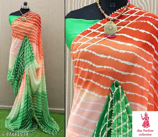 Adrika Petite SareesSaree Fabric: GeorgetteBlouse: Running BlouseBlouse Fabric: Italian SilkPattern: Self-DesignBlouse Pattern: SolidMultipack: SingleSOFT GEORGETTE LEHERIYA SAREESizes: Free Size (Saree Length Size: 5.5 m, Blouse Length Size: 0.8 m) Country of Origin: India